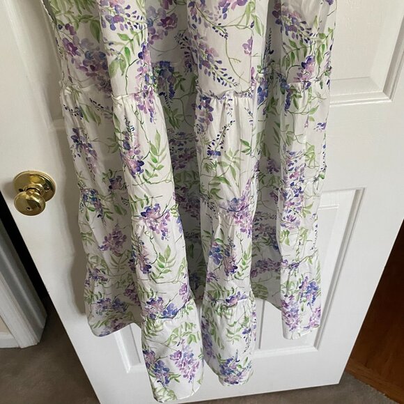 Hill House Home The Ellie Nap Dress Wisteria Large EUC White Floral Smocked - Picture 9 of 12